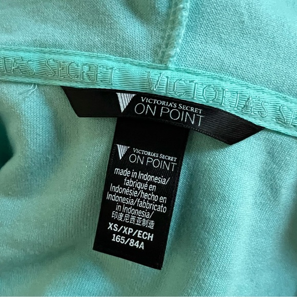 Victoria’s Secret Tourquoise Blue Green Cropped Zip-Up Sweater Terry Cloth Sz XS - Picture 16 of 16